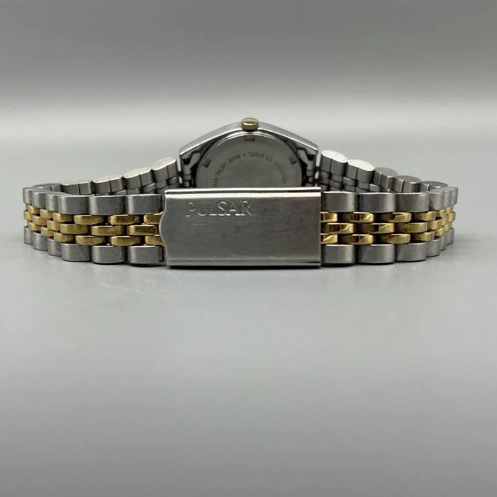 Pulsar Womens Watch 24mm Two Tone Stainless V783-X003 Day Date New Battery